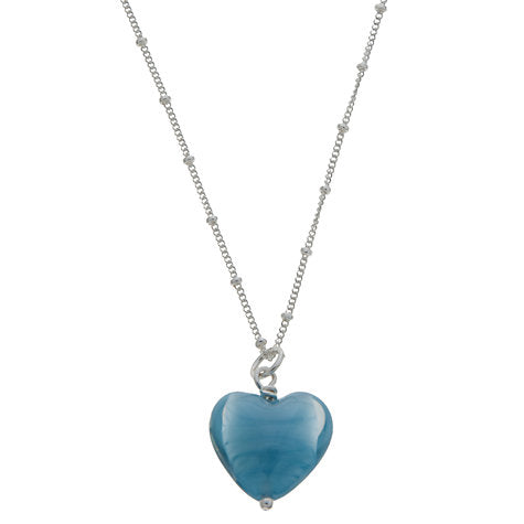 Aqua Pearlised Heart Pendant
