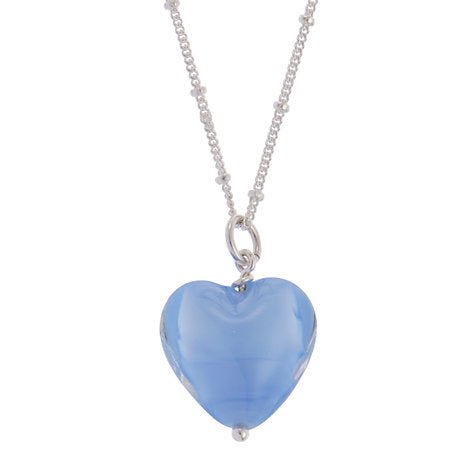Cornflower Blue Pearlised Heart Pendant