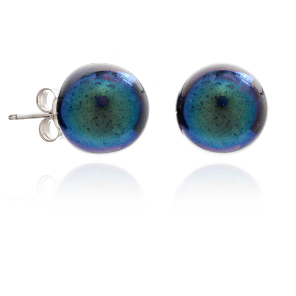 Peacock Pearl Stud Earrings