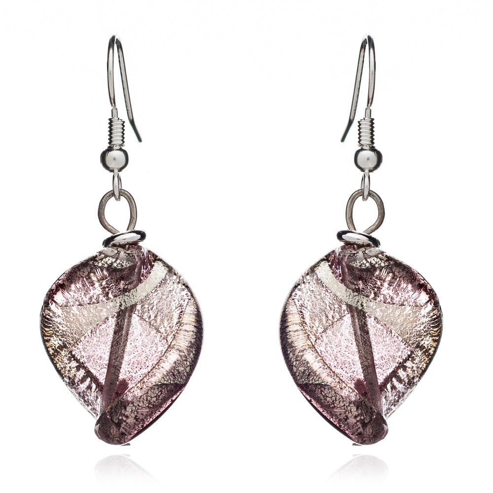 Twist Murano Glass Drop Earrings, Plum