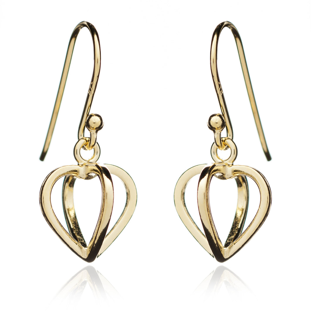 Yellow Gold Geometric Heart Earrings