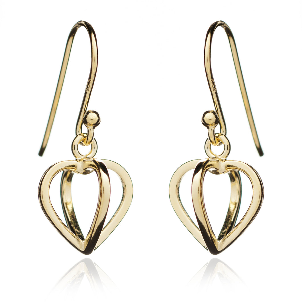 Yellow Gold Geometric Heart Earrings