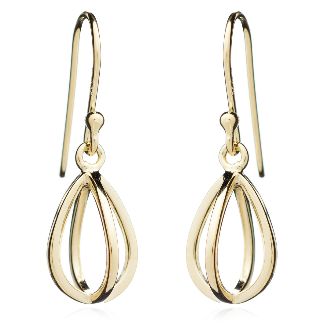 Yellow Gold Tear Drop Geometric Earring