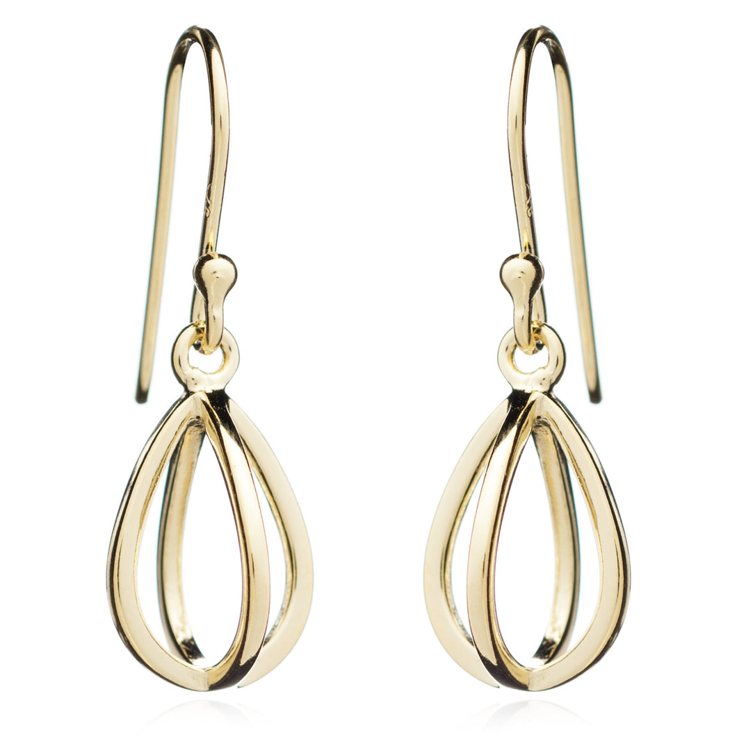 Yellow Gold Tear Drop Geometric Earring