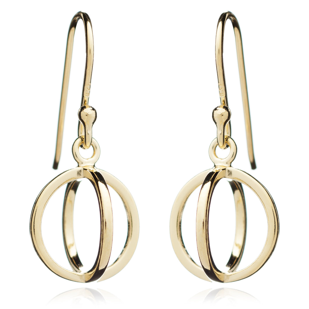 Yellow Gold Circle Geometric Earrings