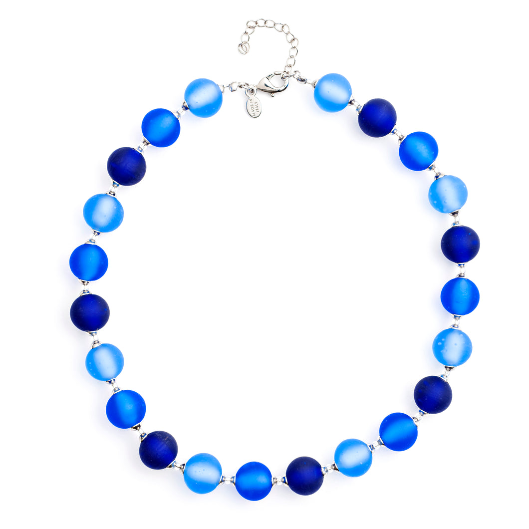 Frosted Bon Bon Necklace, Blue