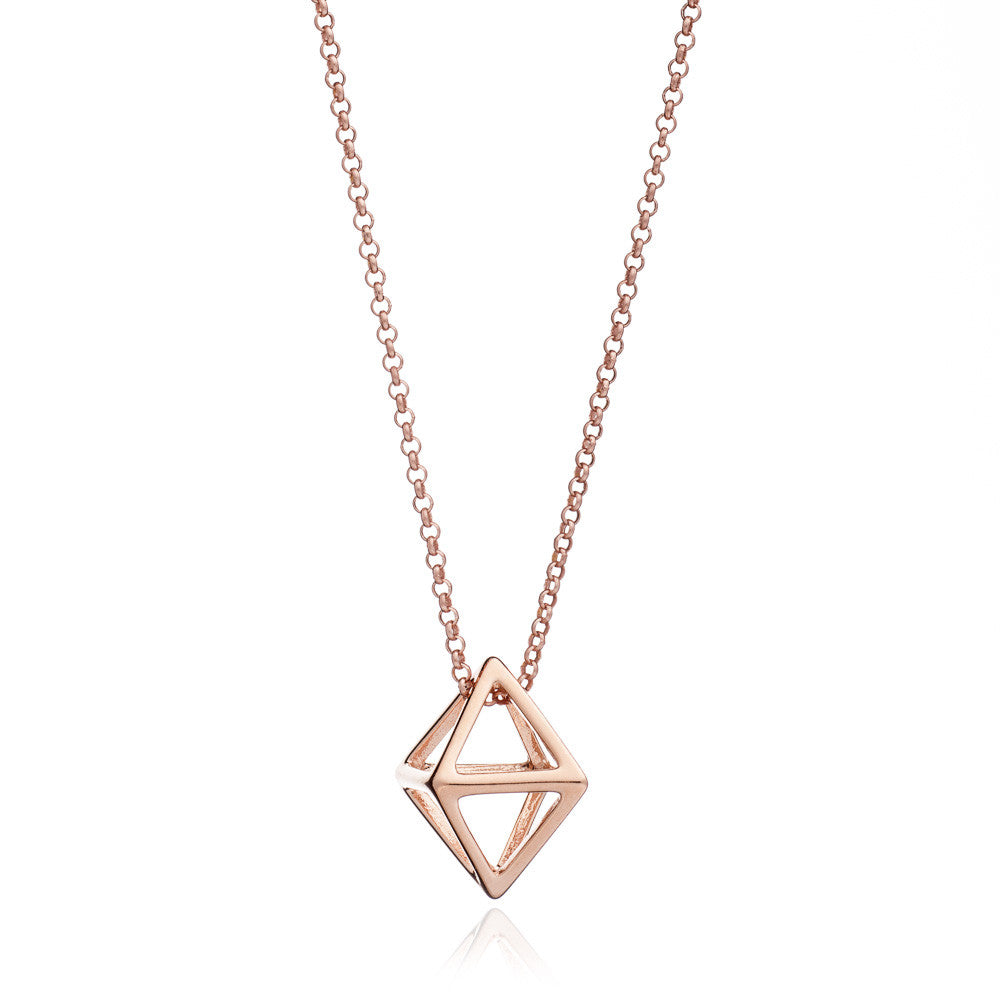 Rose Gold Geometric Square Pendant