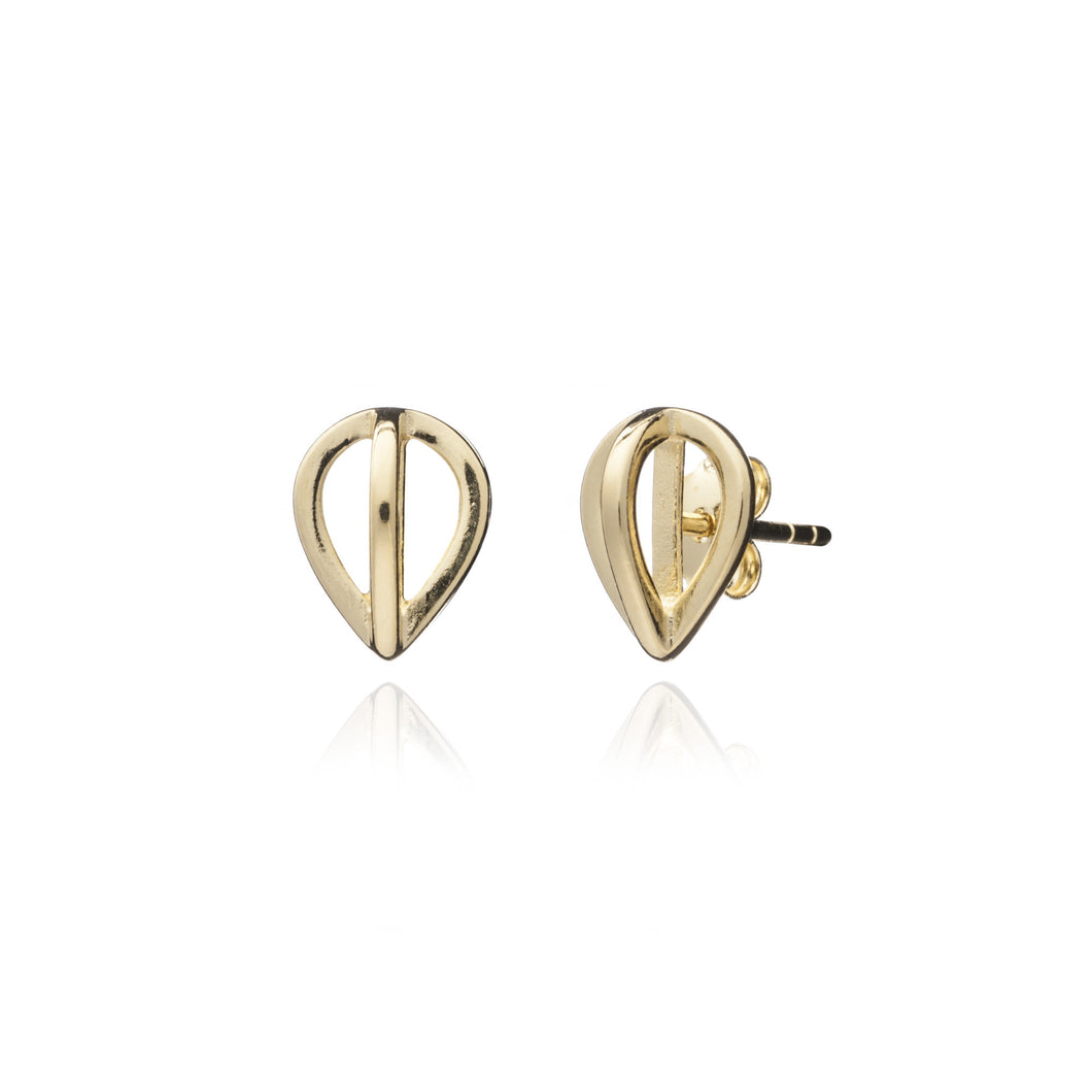 Yellow Gold Tear Drop Geometric Studs