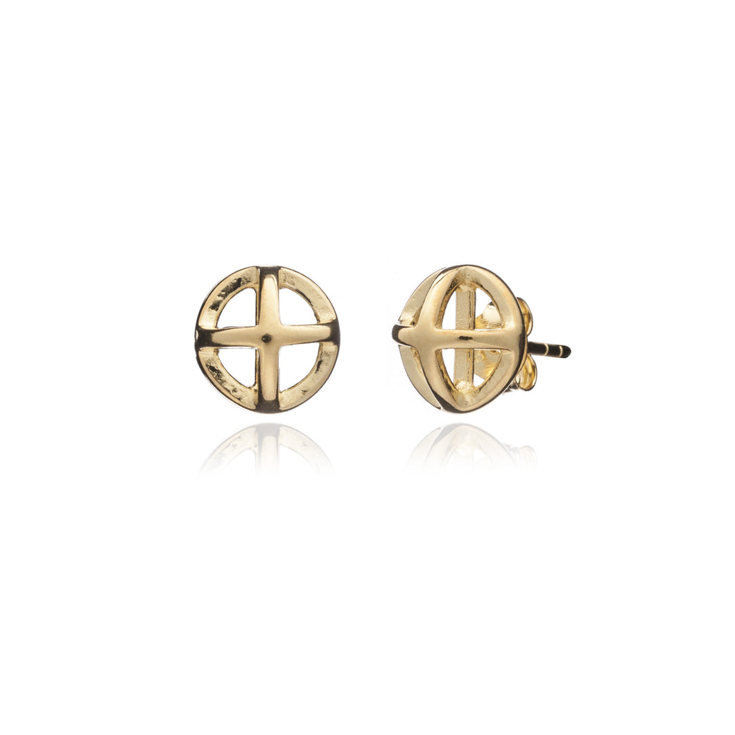 Yellow Gold Circle Geometric Studs