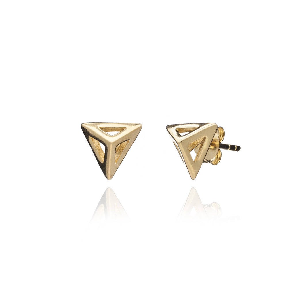 Yellow Gold Triangle Geometric Studs