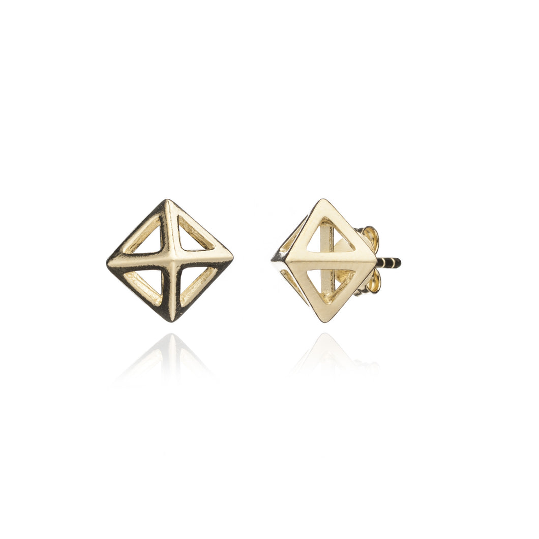 Gold Square Geometric Studs