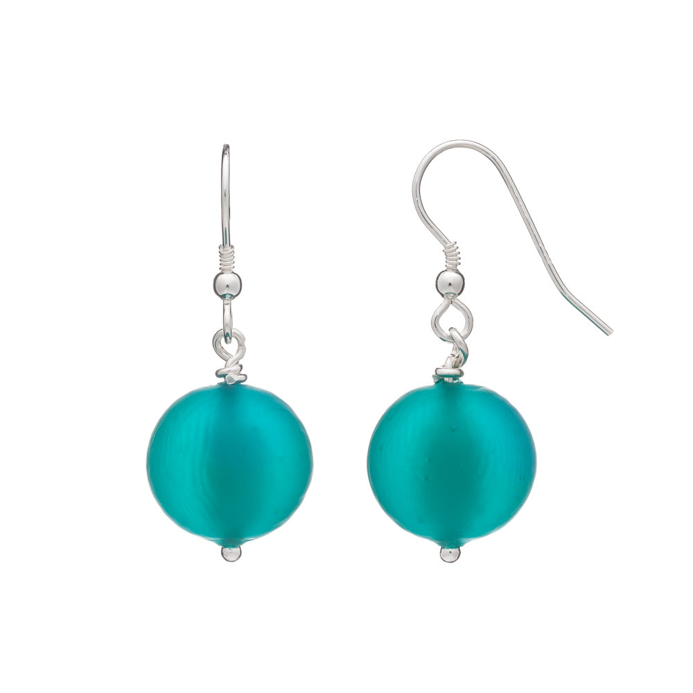 Frosted Murano Earrings Emerald Green.