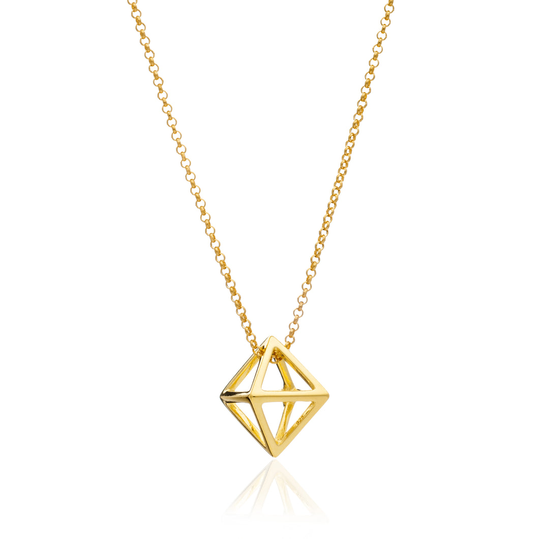 Gold Square Geometric Pendant