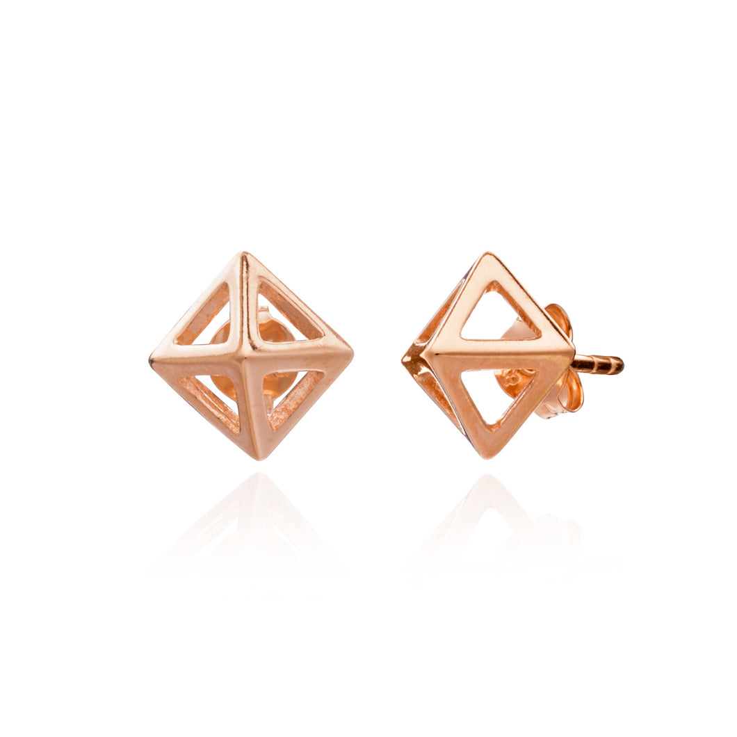 Rose Gold Geometric Square Stud Earring.