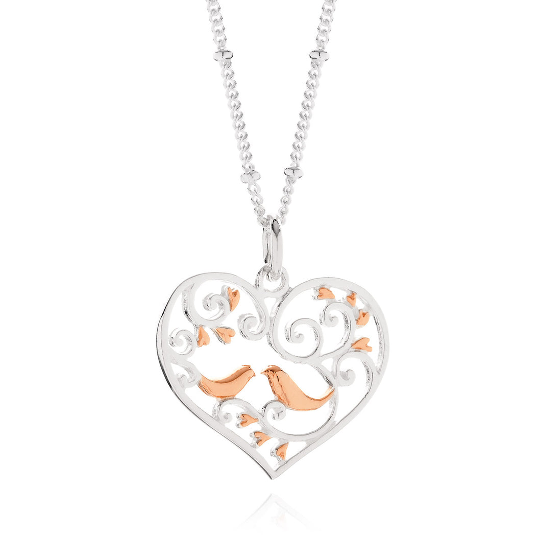 Rose Gold Love Birds Pendant