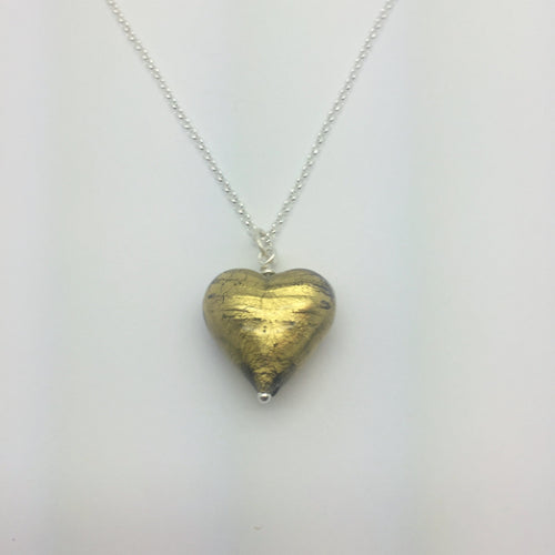 Peridot Murano Glass Heart Pendant