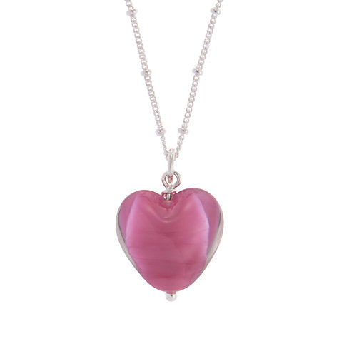 Pink Pearlised Heart Pendant