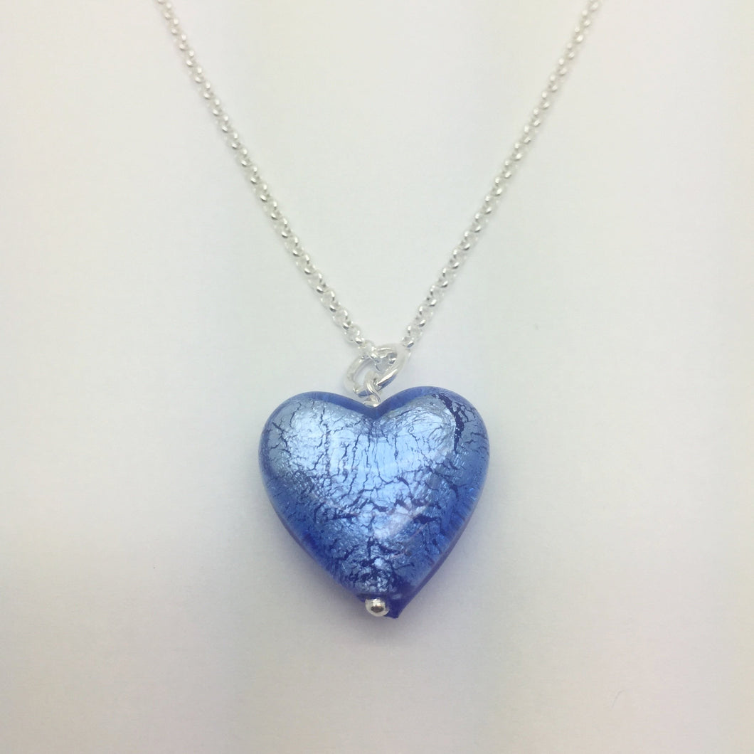 Blue Murano Glass Heart Pendant