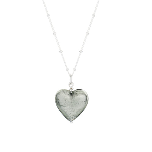 Platinum Murano Glass heart Pendant
