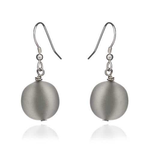 Frosted Grey Murano Glass Earrings