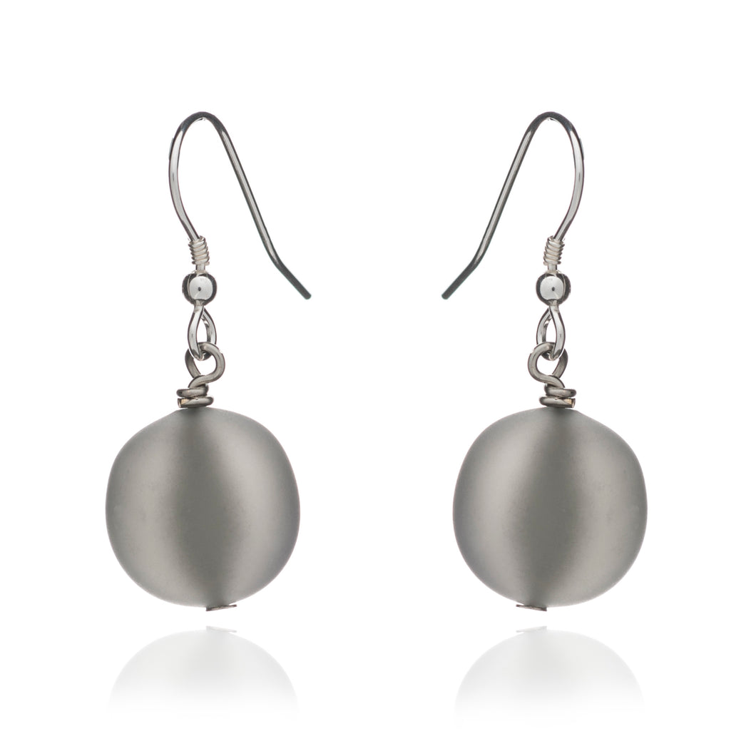 Frosted Grey Murano Glass Earrings