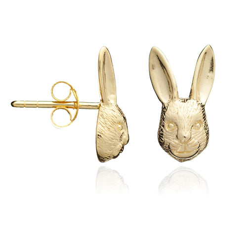 Gold Hare Stud Earrings