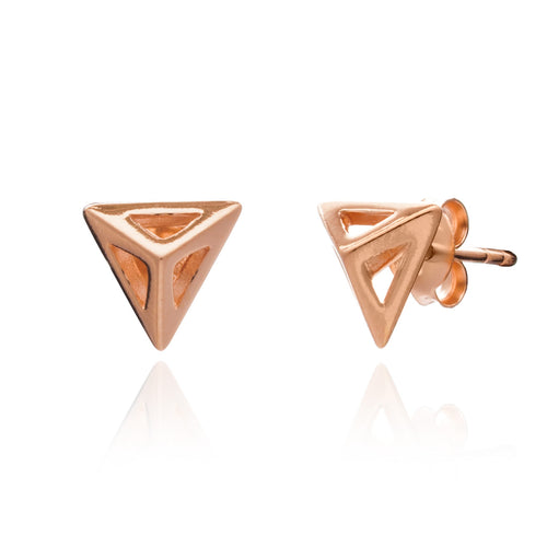 Rose Gold Triangle Geometric Stud Earring