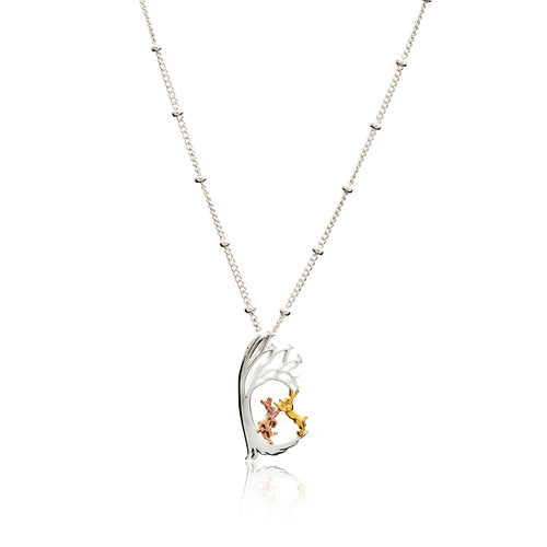 Boxing Hares Under a Tree Pendant