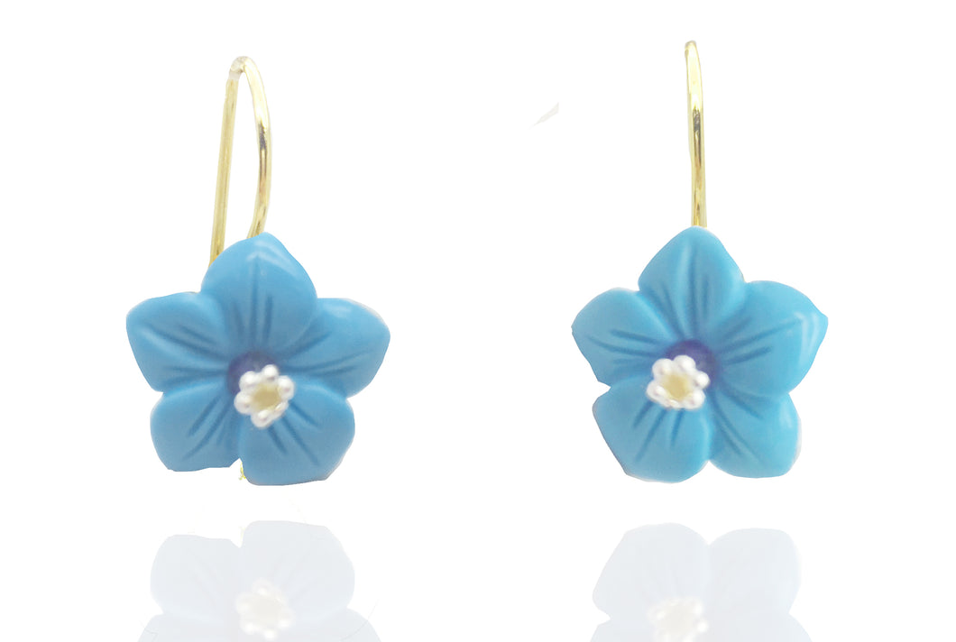 Turquoise Flower & Gold Earrings