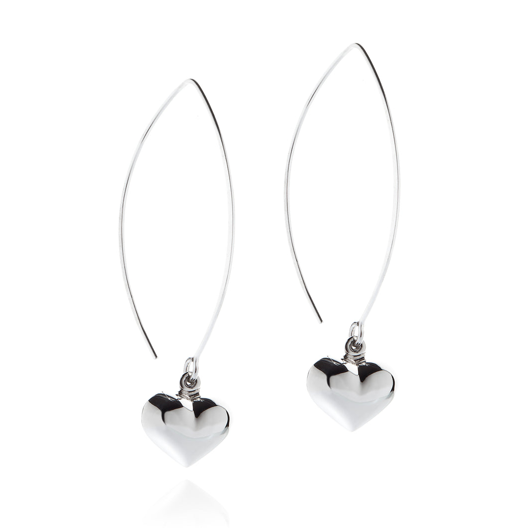 Silver Heart Loop Earrings