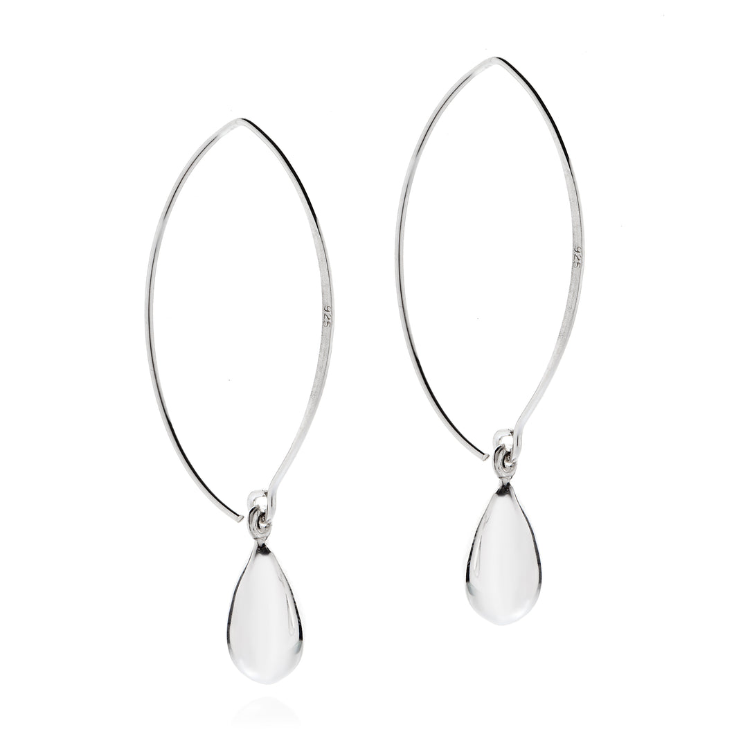 Silver Teardrop Loop Earrings