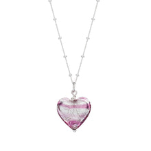 Silver Murano Glass Heart Pendant.