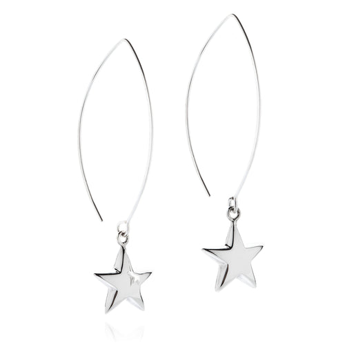 Silver Star Loop Earrings